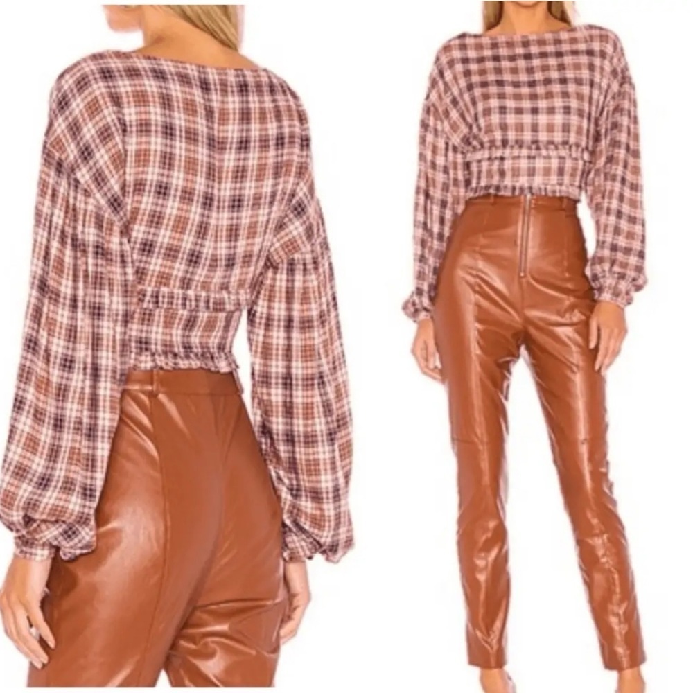 Majorelle Asa Plaid Pink‎ Long Sleeve Top